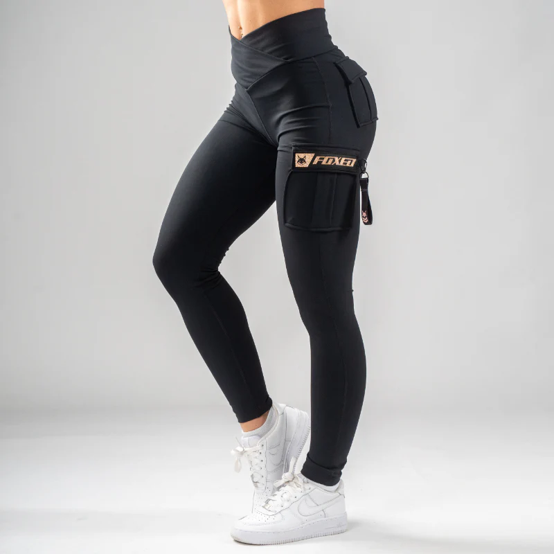 FOXED® CARGO LEGGINGS 3-POCKET GLITTER ROSEGOLD - Image 3