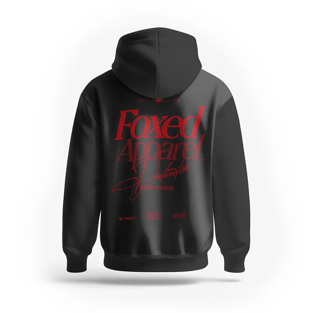 FOXED® DEDICATION PREMIUM UNISEX HOODIE BLACK/RED - Image 7