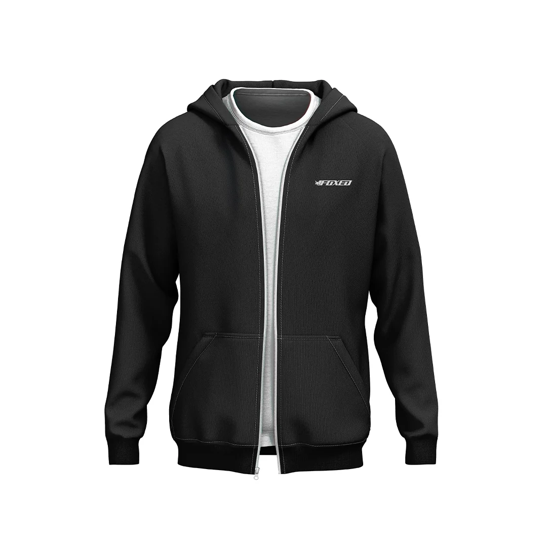 FOXED® EVERYDAY UNISEX ZIP HOODIE BLACK - Image 2