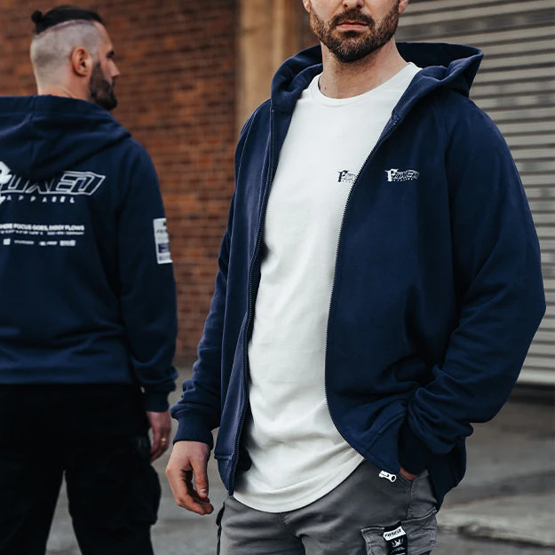 FOXED® "FOCUS" UNISEX HOODIE ZIPPER NAVY