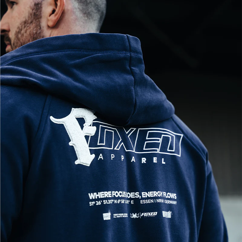 FOXED® "FOCUS" UNISEX HOODIE ZIPPER NAVY - Image 2