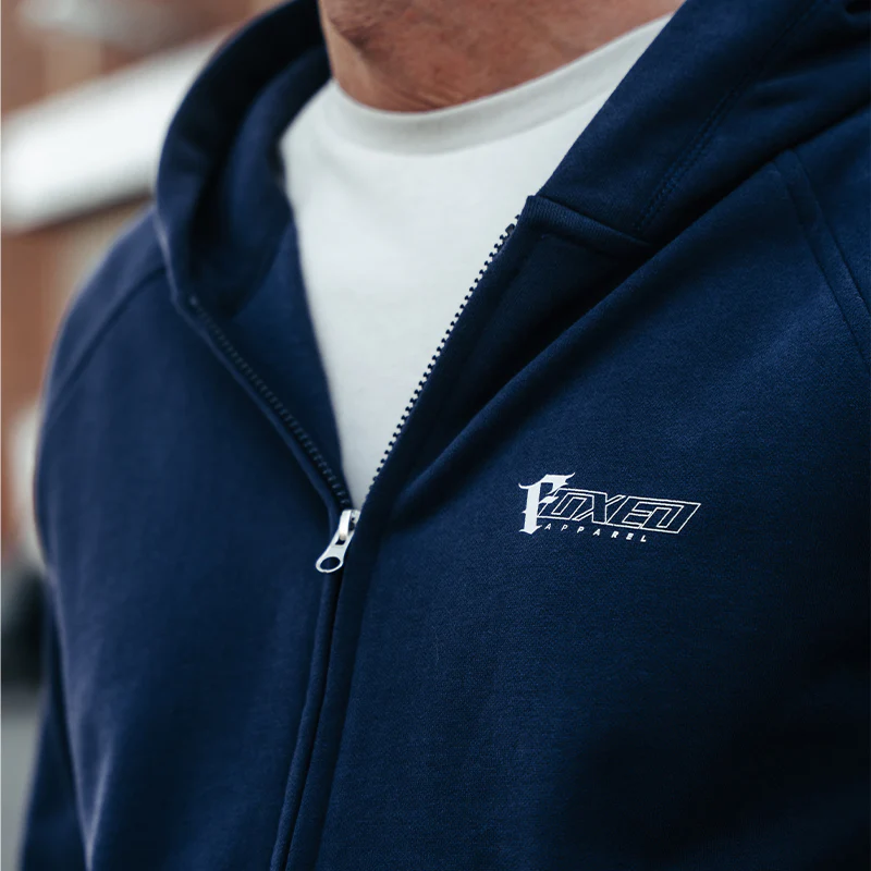 FOXED® "FOCUS" UNISEX HOODIE ZIPPER NAVY - Image 4