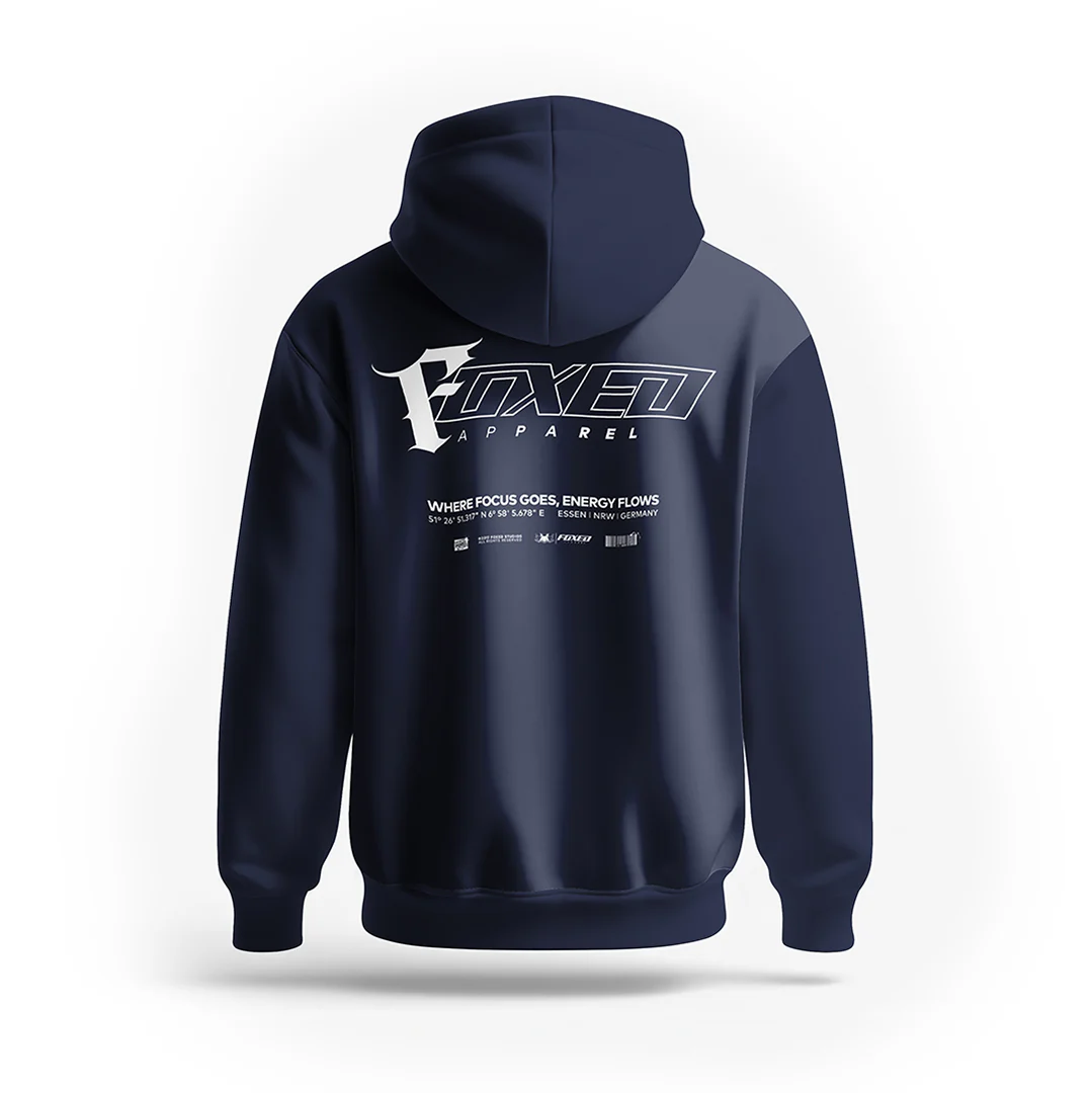FOXED® "FOCUS" UNISEX HOODIE ZIPPER NAVY - Image 5