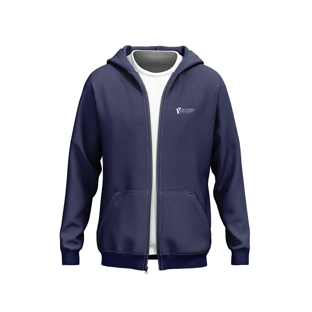 FOXED® "FOCUS" UNISEX HOODIE ZIPPER NAVY - Image 6