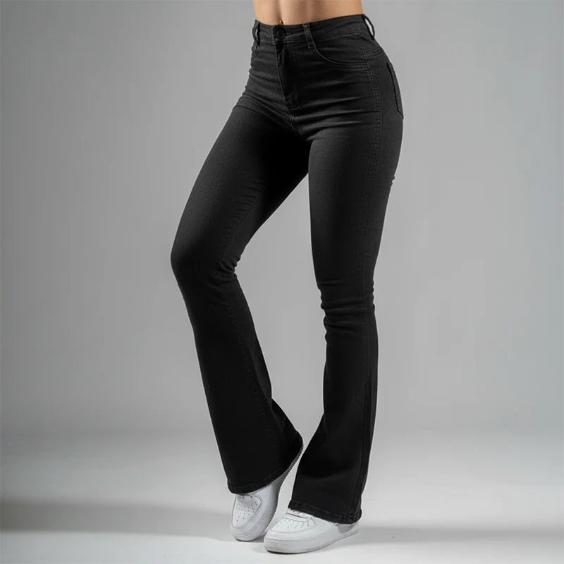 FOXED® HIGH-WAISTED SKINNY BOOTCUT JEANS BLACK - Image 4