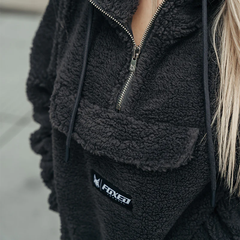 FOXED® HOODED TEDDY SHERPA JACKET GREY (EXTRA HEAVY) WMN - Image 2