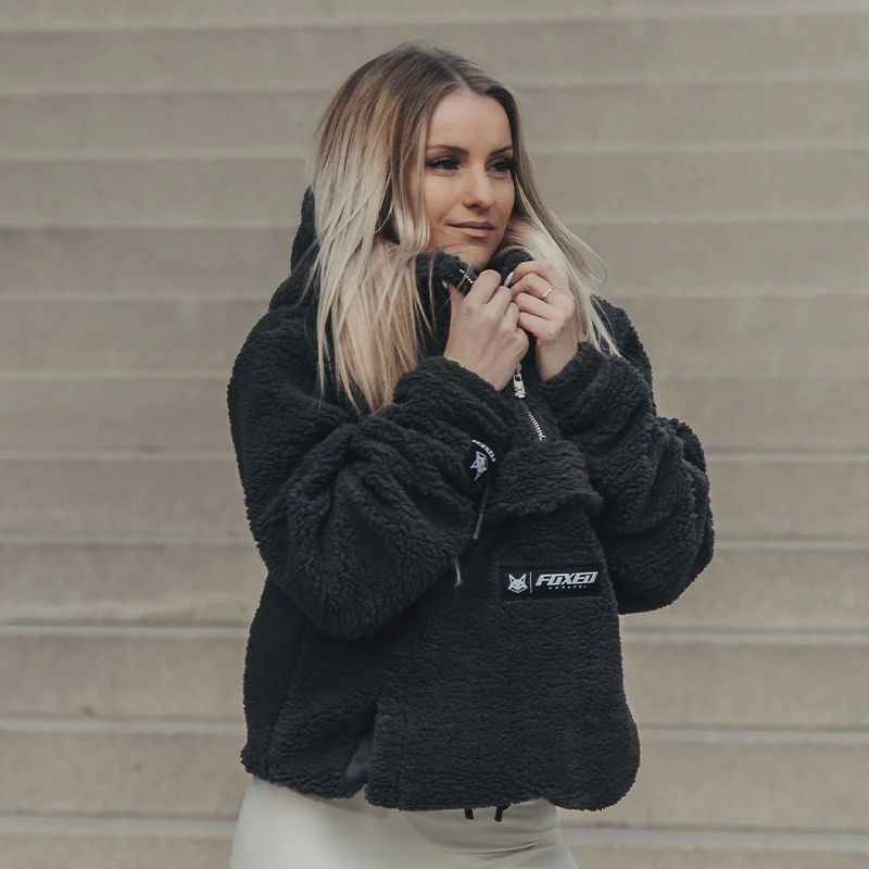 FOXED® HOODED TEDDY SHERPA JACKET GREY (EXTRA HEAVY) WMN - Image 3