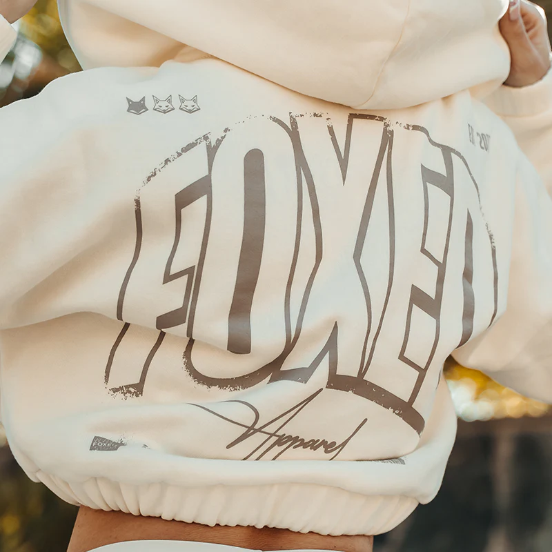 FOXED® INFINITY CROPPED WOMEN HOODIE ZIPPER COCONUT MILK - Image 5