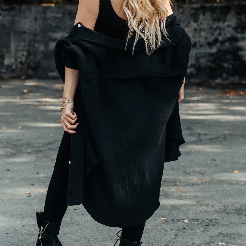 FOXED® MUSSELIN BLUSE BLACK ONESIZE - Image 4