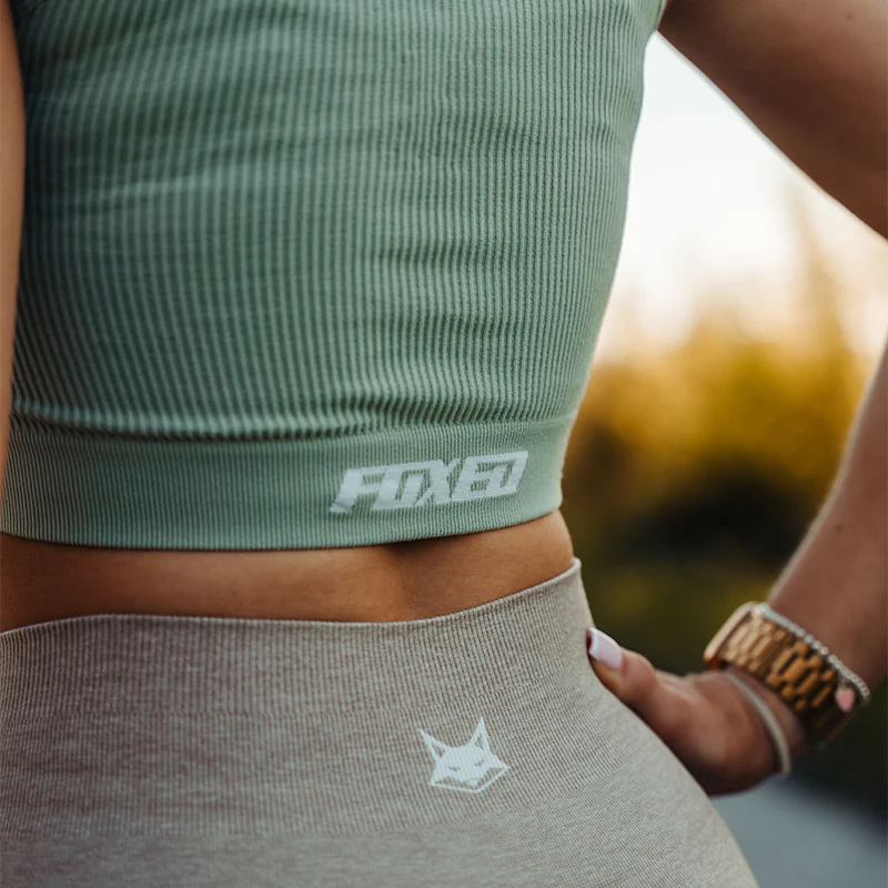 FOXED® OPHELIA RIBBED SEAMLESS TANK TOP SAGE GREEN - Image 3