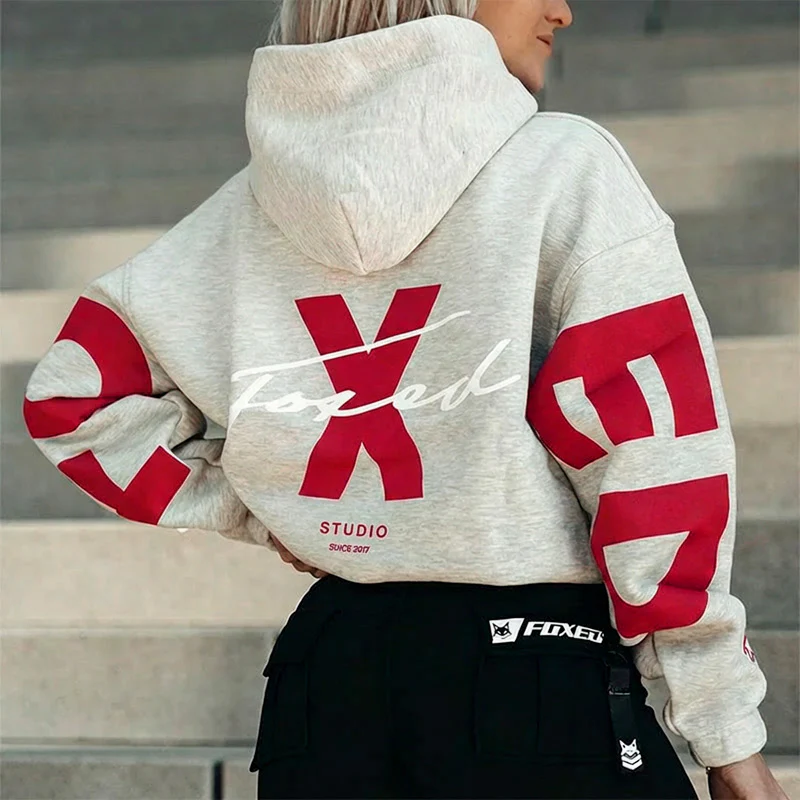 FOXED® STUDIOSTATE HOODIE GREY MELANGE/RED